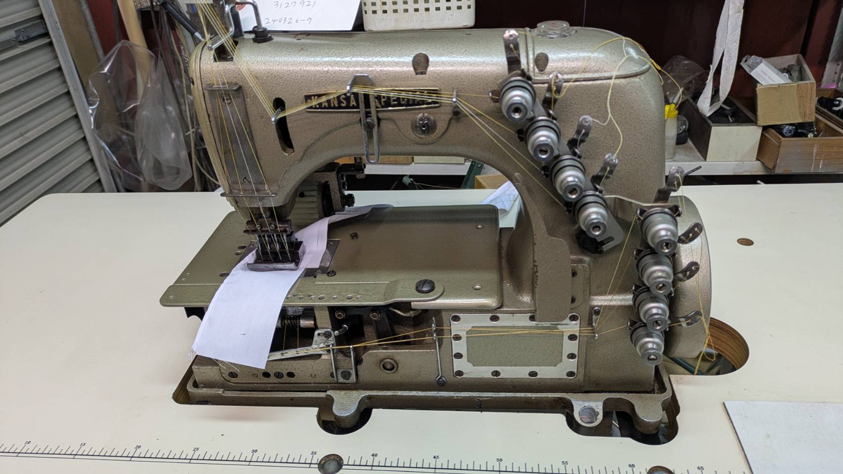 【中古】 関西スペシャル DFB-444P 4本針8本糸先引きギヤローラー付き ミシン頭部のみ|ミシン屋さん3号店