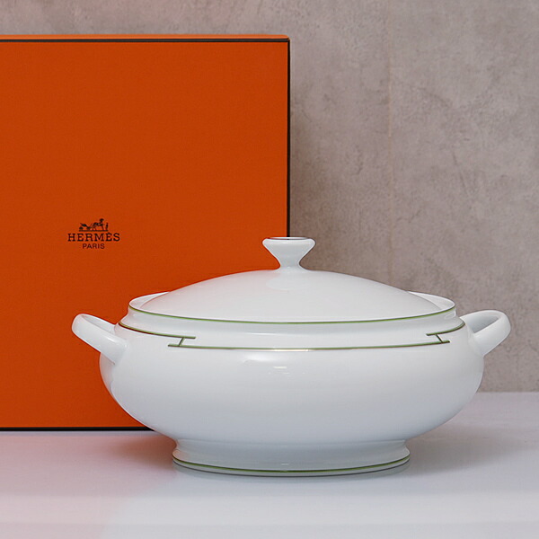 【楽天市場】エルメス HERMES リズム スープボウル 25cm 食器 陶器 004329P GREEN/PLATINUM：ブランド