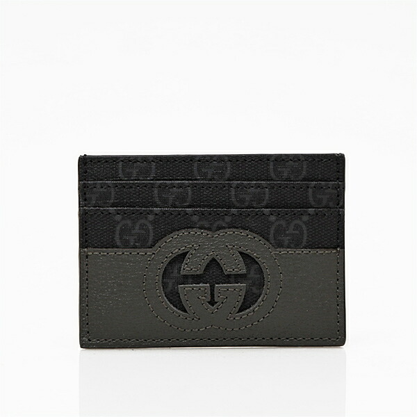 グッチ GUCCI カットアウト インターロッキングG GGスプリームキャンバス&times;レザー カードケース ブラック&times;グレー [メンズ] 701425 K9GSN 1151 【F27】｜ブランドジュエリー京都店