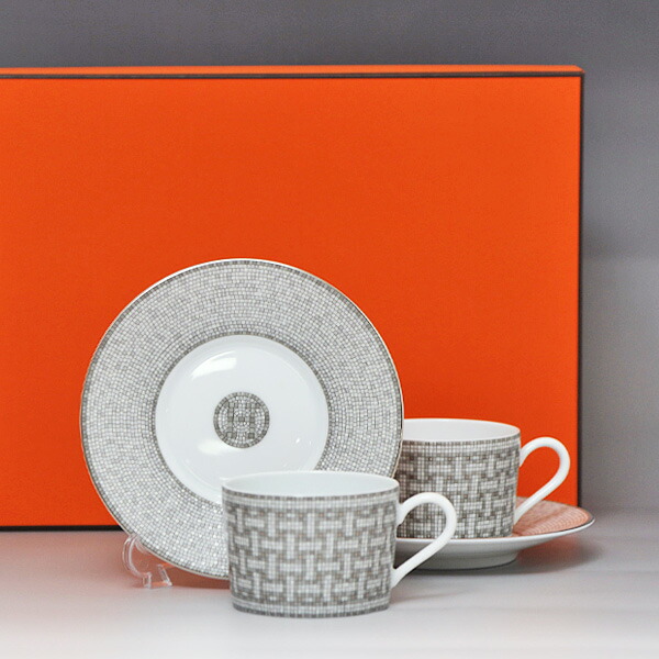 HERMES - タカ エルメス モザイク ヴァンキャトル ティーカップ＆ソーサー エルメス（HERMES） モザイク ヴァンキャトル プラチナ ティー