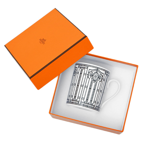 【楽天市場】【再入荷！】エルメス HERMES アッシュデコ H DECO マグカップ シングル 300ml 食器 陶器 ホワイト×ブラック