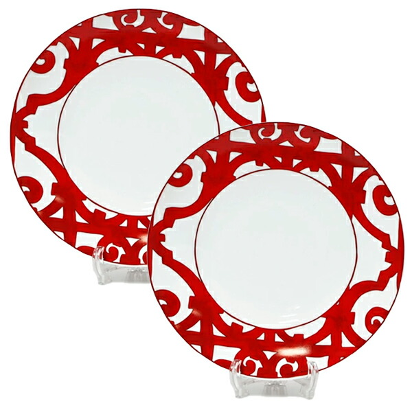 【レッド　2枚】エルメス ラリー 24 オーバルプレート 22cm レッド 2枚】エルメス ラリー 24 オーバルプレート 22cm