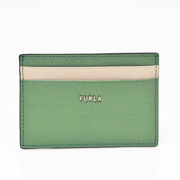 定番から日本未入荷 フルラ FURLA BABYLON S レザー カードケース グリーン×ベージュ系