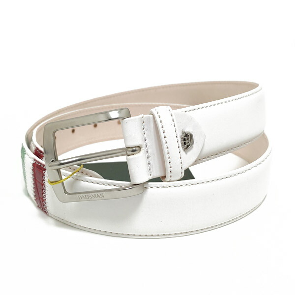 最安値に挑戦 サイズ90 Daosman イタリア製 本革 レザー バックル ベルト ホワイト レッド グリーン メンズ 002 Wh Rd Gr メーカー包装済 Promun Com Br
