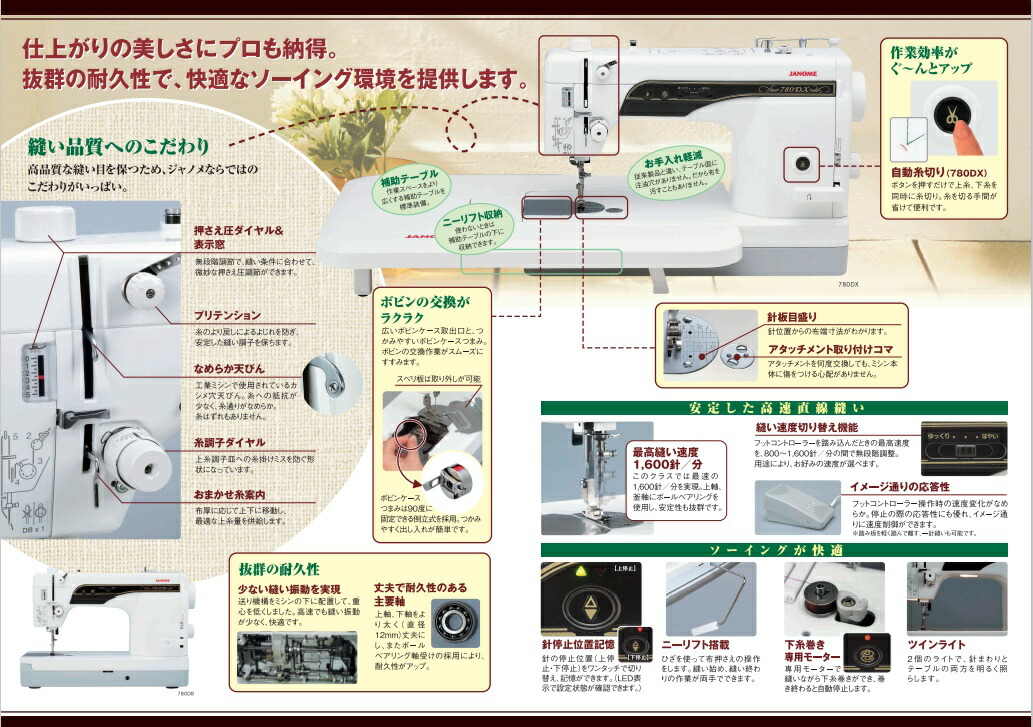 ○ジ ャノメ 職業用 高速直線 ミシン蛇の目 780DX（JANOME ミシン