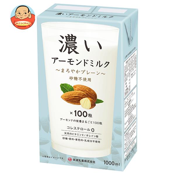 [ポイント5倍！4/10(金)1時59分まで全品対象エントリー&購入]筑波乳業 濃いアーモンドミルク まろやかプレーン 1L紙パック×12本入×(2ケース)｜ 送料無料 アーモンドミルク 紙パック プレーン
