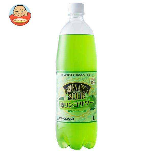友桝飲料 青りんごサワー 1Lペットボトル×15本入×(2ケース)｜ 送料無料 サイダー ソーダ 炭酸 スパークリング 1l PET りんご