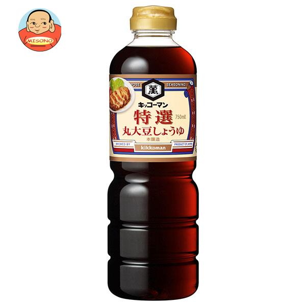 [ポイント5倍！7/26(日)1時59分まで全品対象エントリー&購入]キッコーマン 特選丸大豆しょうゆ 750mlペットボトル&times;12本入&times;(2ケース)｜ 送料無料 醤油 しょうゆ 濃口醤油 濃口しょうゆ｜飲料 食品専門店 味園サポート