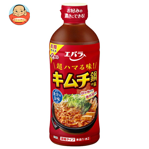 [ポイント5倍！7/26(日)1時59分まで全品対象エントリー&購入]エバラ食品 キムチ鍋の素 500ml&times;12本入&times;(2ケース)｜ 送料無料 だし 鍋スープ 濃縮 キムチ 素 鍋｜飲料 食品専門店 味園サポート