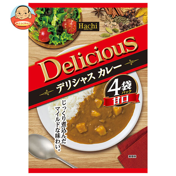 [ポイント5倍！7/26(日)1時59分まで全品対象エントリー&購入]ハチ食品 デリシャスカレー 甘口 (170g&times;4袋)&times;12個入&times;(2ケース)｜ 送料無料 Hachi レトルトカレー 4P 甘口｜飲料 食品専門店 味園サポート