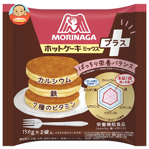森永製菓 ホットケーキミックス プラス 300g(150g×2袋)×16袋入×(2ケース)｜ 送料無料 粉類 菓子材料 カルシウム 鉄 ビタミン 7,061円