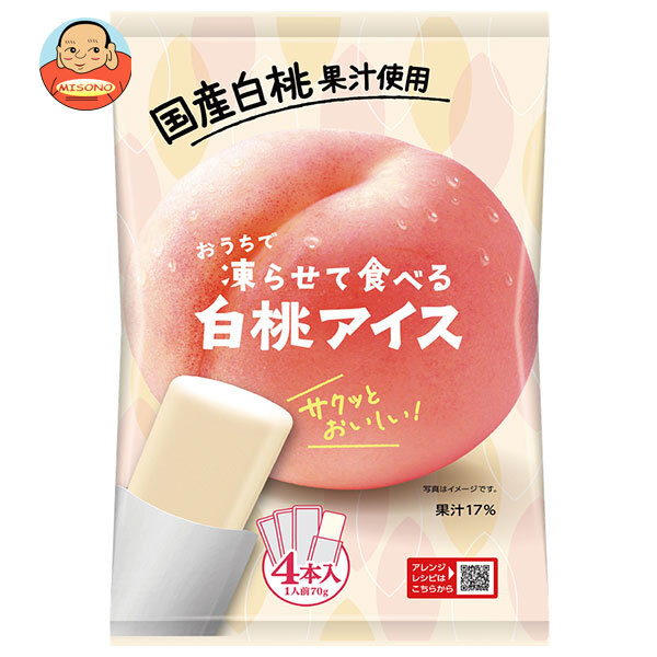 谷尾食糧工業 凍らせて食べる 国産 白桃アイス (70g×4)×12袋入×(2ケース)| 送料無料 凍らせる 国産 白桃 アイス 桃 冷凍 スイーツ フルーツ デザート おやつ 夏
