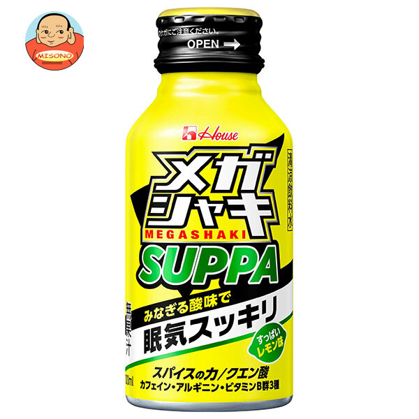ハウスウェルネス メガシャキ SUPPA 100mlボトル缶×30本入×(2ケース)｜ 送料無料 カフェイン 栄養 眠気 運転 ボトル缶 クエン酸 アルギニン ビタミンB群