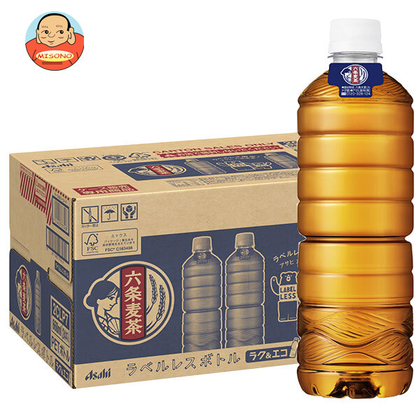 アサヒ飲料 六条麦茶 ラベルレスボトル 660mlペットボトル×24本入×(2ケース)｜ 送料無料 むぎ茶 麦茶 お茶 ノンカフェイン カフェインゼロ エコ