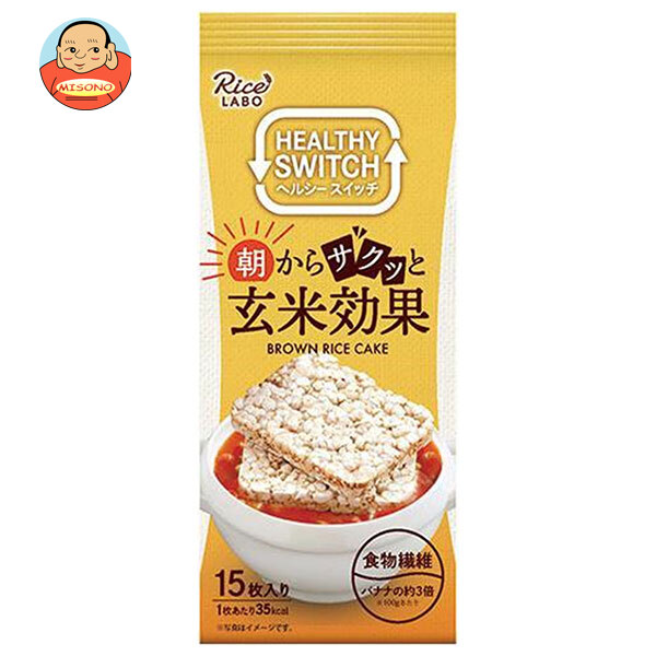[ポイント5倍！4/10(金)1時59分まで全品対象エントリー&購入]幸福米穀 朝からサクッと玄米効果 ブラウンライスケーキ 15枚×12(6×2)袋入×(2ケース)｜ 送料無料 米 お菓子