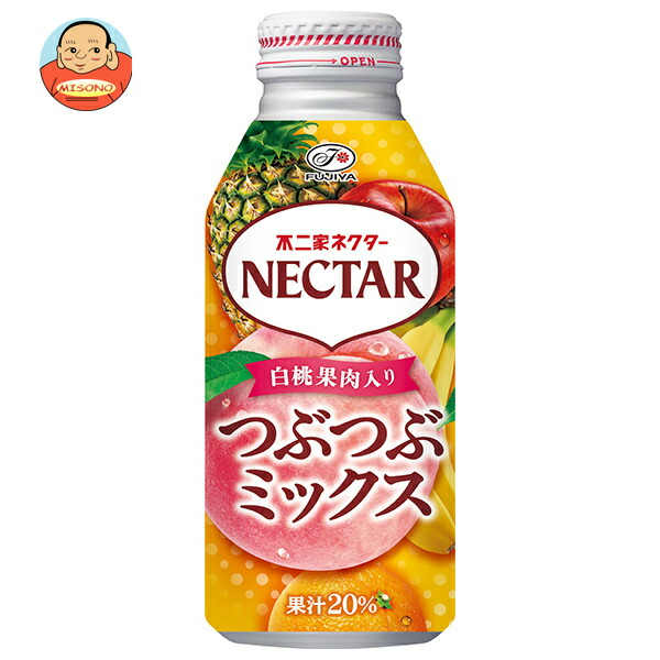 不二家 ネクター つぶつぶミックス 380gボトル缶×24本入×(2ケース)｜ 送料無料 ネクター つぶつぶ ミックス 白桃 果肉入