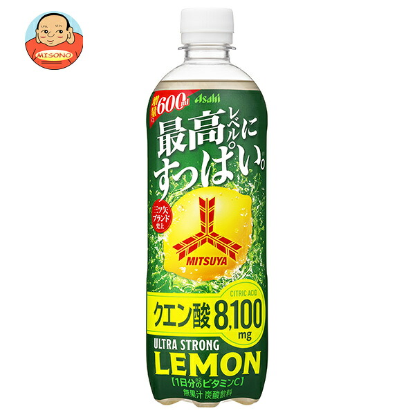 アサヒ飲料 三ツ矢 ウルトラストロングレモン 600mlペットボトル×24本入×(2ケース)｜ 送料無料 三ツ矢 レモン 檸檬 フルーツ 強炭酸