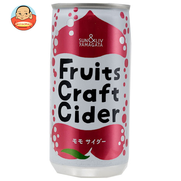 山形食品 FruitsCraftCider モモ 200ml缶×30本入×(2ケース)｜ 送料無料 桃 炭酸 炭酸飲料 サイダー もも