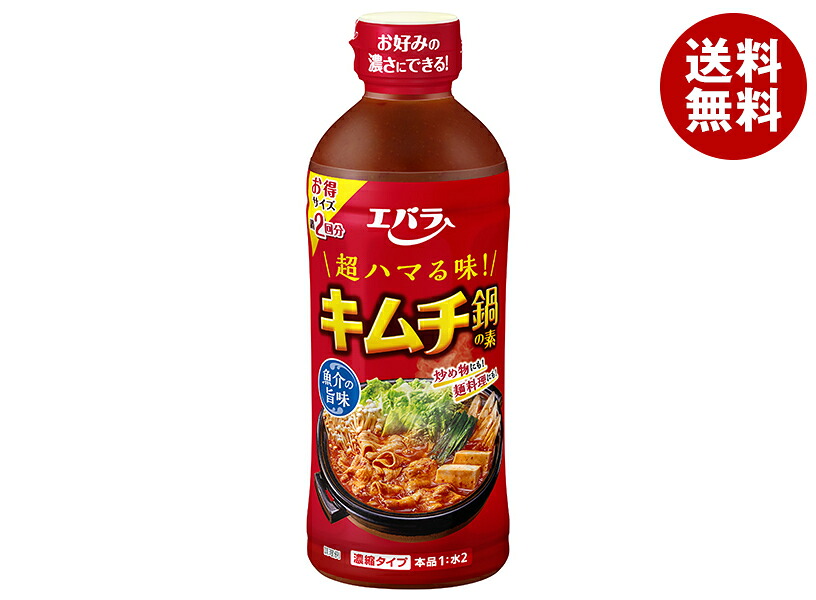 [ポイント5倍！4/17(金)9時59分まで全品対象エントリー&購入]エバラ食品 キムチ鍋の素 500ml×12本入×(2ケース)｜ 送料無料 だし 鍋スープ 濃縮 キムチ 素 鍋