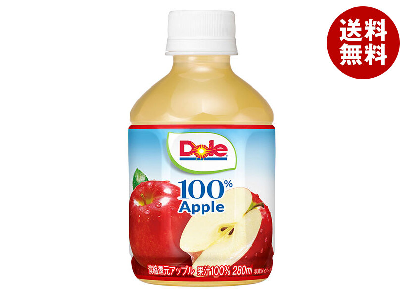 大塚食品 Dole アップル 100% 280mlペットボトル×24本入×(2ケース)｜ 送料無料 りんご アップル 果汁100% PET