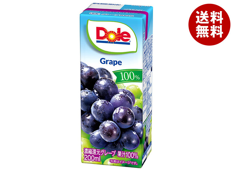 雪印メグミルク Dole(ドール) グレープ 100% 200ml紙パック×18本入×(2ケース)｜ 送料無料 グレープ ぶどう 果汁100% ジュース