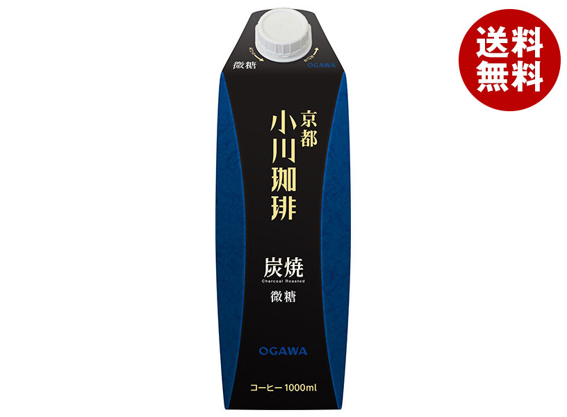 小川珈琲 小川珈琲店 炭焼珈琲 微糖 1000ml紙パック×12(6×2)本入×(2ケース)｜ 送料無料 コーヒー アイス珈琲 アイスコーヒー