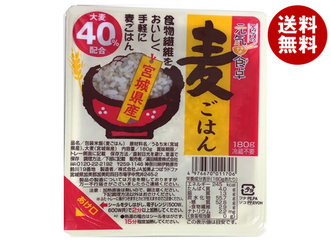 濱田精麦 麦ごはん 180g×24(12×2)個入×(2ケース)｜ 送料無料 一般食品 レトルト食品 ご飯 麦ごはん ごはん パック