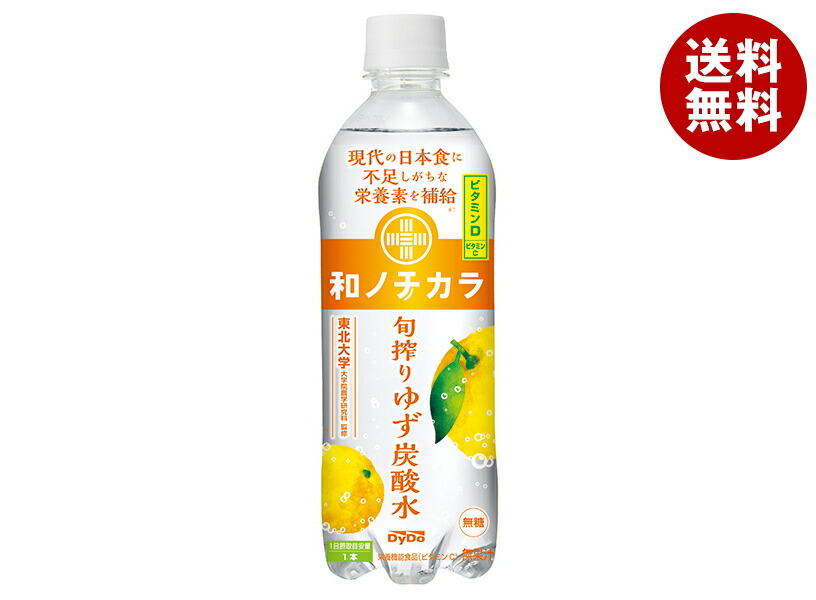ダイドー 和ノチカラ 旬搾りゆず炭酸水 500mlペットボトル×24本入×(2ケース)｜ 送料無料 炭酸 柚子 無糖 ビタミン