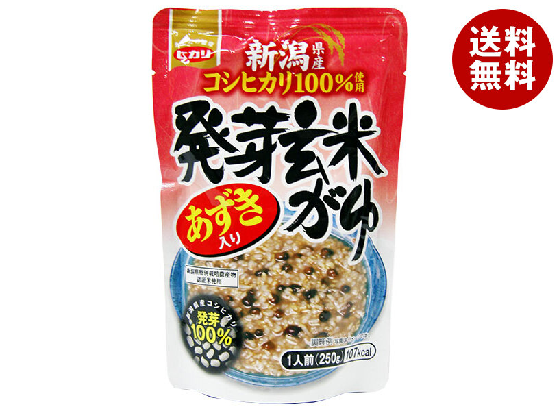[ポイント5倍！4/10(金)1時59分まで全品対象エントリー&購入]ヒカリ食品 あずき入り 発芽玄米がゆ 250gパウチ×24個入｜ 送料無料