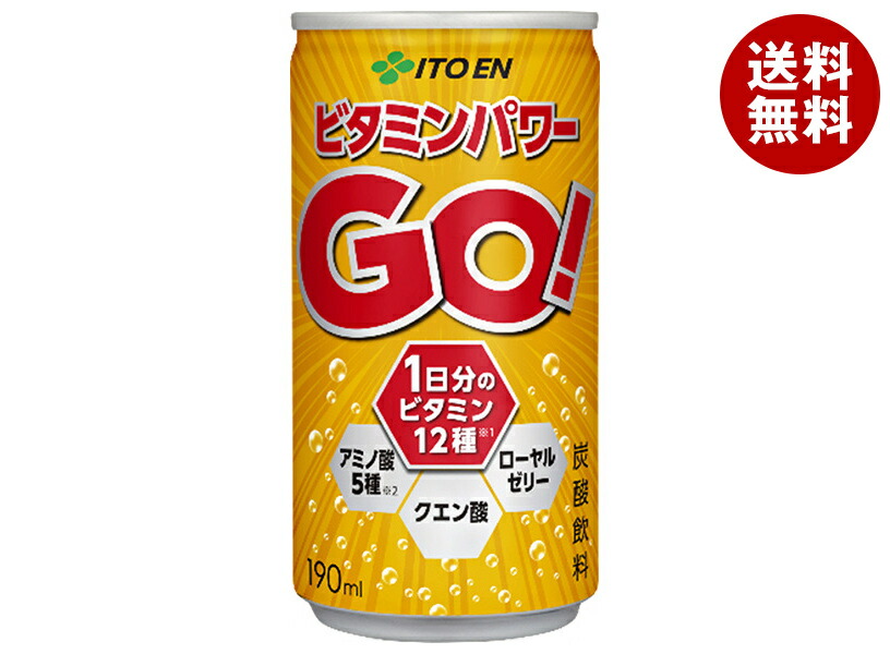 [ポイント5倍！4/10(金)1時59分まで全品対象エントリー&購入]伊藤園 ビタミンパワーGO(ゴー) 190ml缶×30本入×(2ケース)｜ 送料無料 炭酸飲料 炭酸 ビタミン 缶 アミノ酸 クエン酸 ローヤルゼリー 5,688円