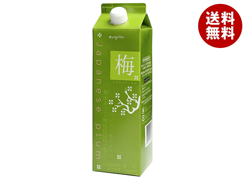 ヨーグルトン乳業 梅ヨーグルトン 4倍濃縮 1000ml紙パック×8本入×(2ケース)｜ 送料無料 紙パック 乳性 ドリンク 1L 1l 果汁 希釈用 乳酸飲料