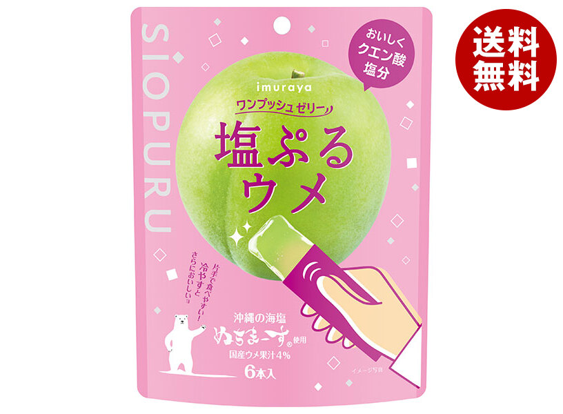 [ポイント5倍！4/17(金)9時59分まで全品対象エントリー&購入]井村屋 ワンプッシュゼリー 塩ぷる ウメ 90g(15g×6本)×16袋入×(2ケース)｜ 送料無料 お菓子 おやつ ゼリー 梅 うめ
