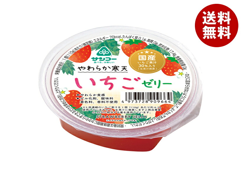 [ポイント5倍！4/17(金)9時59分まで全品対象エントリー&購入]サンコー やわらか寒天 いちごゼリー 110g×18袋入×(2ケース)｜ 送料無料 お菓子 おやつ ゼリー フルーツ イチゴ