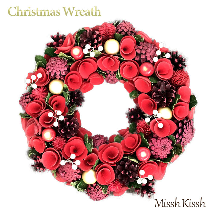 高評価の贈り物 クリスマスリース まつぼっくり レッド ローズ 24cm Red Roll White Pine Wreath S qdtek.vn