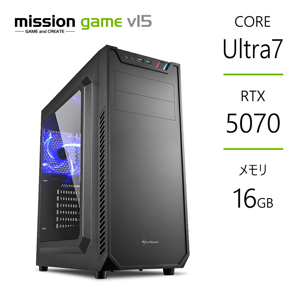 ゲーミングPC RTX5070 Core Ultra7 265F メモリ16GB SSD1TB B860 デスクトップ|Mission 店