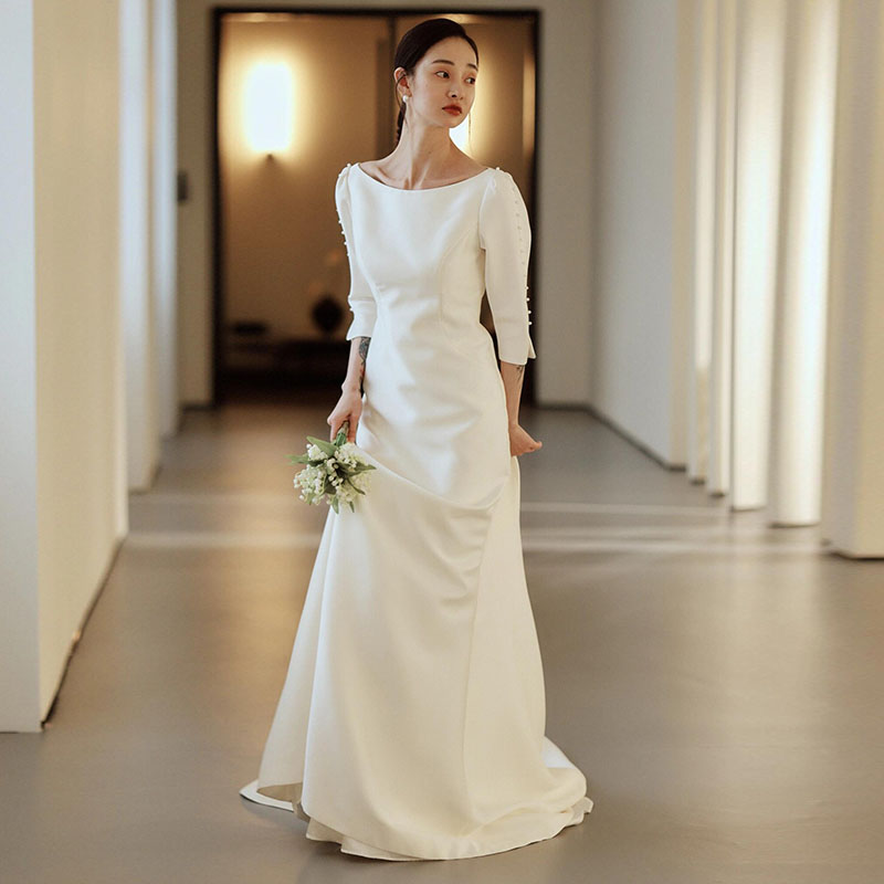 ウェディングドレス ウエディングドレス 花嫁 海外挙式 前撮り ブライダル ロングドレス 結婚式 ワンピース 長袖 Aラインドレス wedding dress 後撮り パーティードレス イベント用 ブライダル写真に最適 小さいサイズ 大きいサイズ セミオーダー|MISS-R