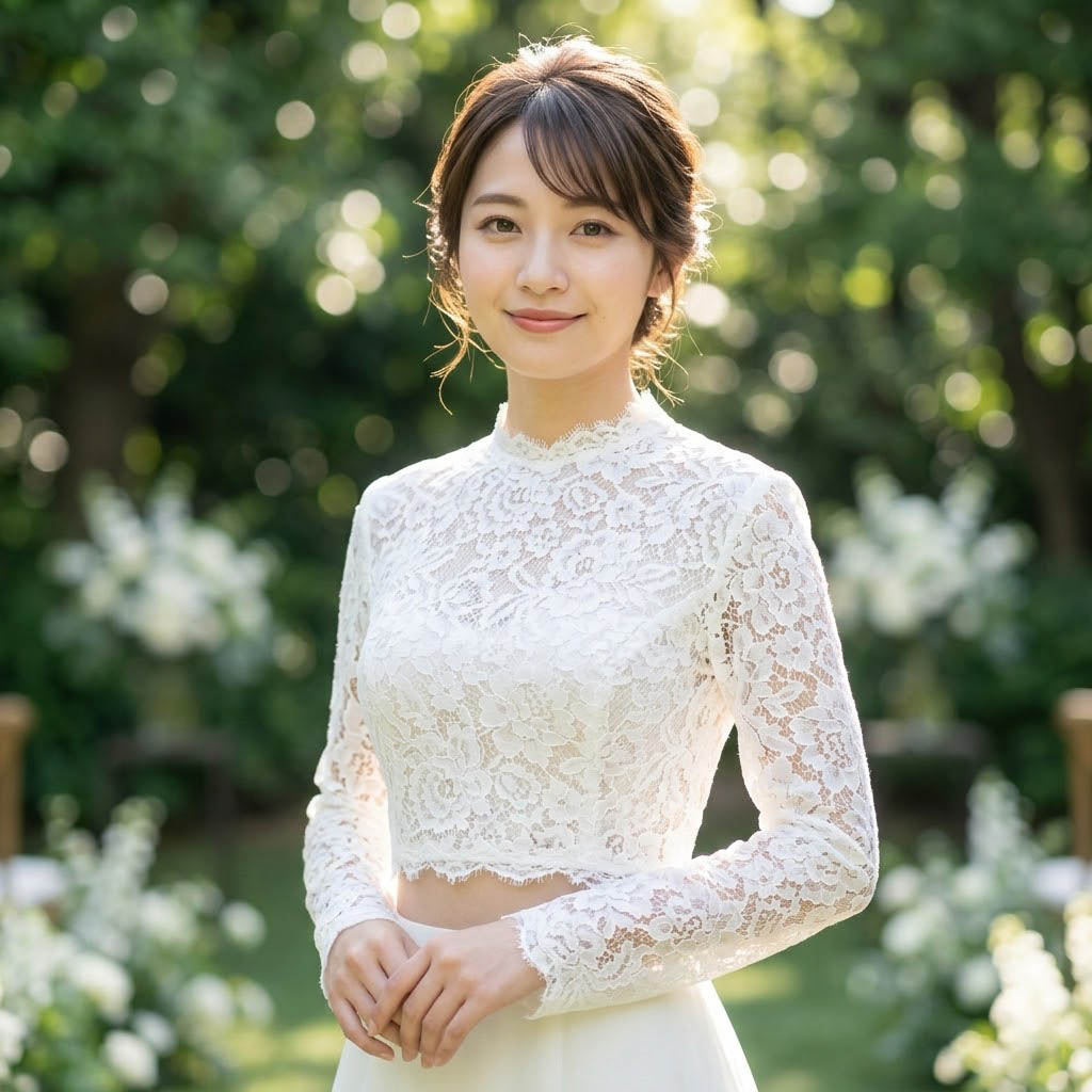 ウエディング ボレロ ショール ケープ レース 長袖 ハイネック くるみボタン ホワイト 結婚式 披露宴 二次会 パーティー フォーマル ブライダル 花嫁 ウェディングドレス 前撮り 発表会 演奏会 羽織り おしゃれ 上品 エレガント 体型カバー 撮影 小物