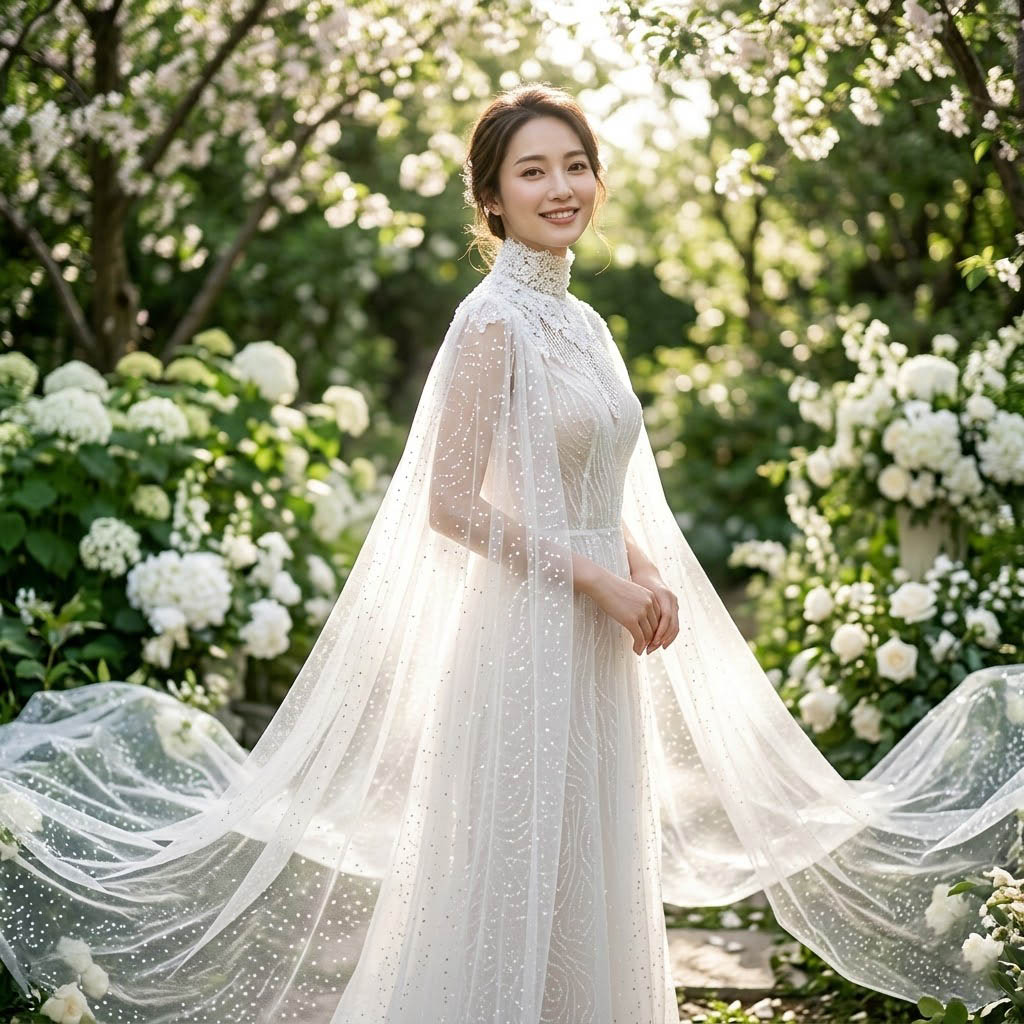 ウエディング ショール ケープ マント ロング丈 ハイネック スパンコール キラキラ チュール 透け感 アレンジ 羽織り 結婚式 フォーマル 二次会 披露宴 パーティー ブライダル ウェディングドレス 前撮り 撮影小物 お呼ばれ 花嫁 発表会 エレガント 華やか 上品 11,400円