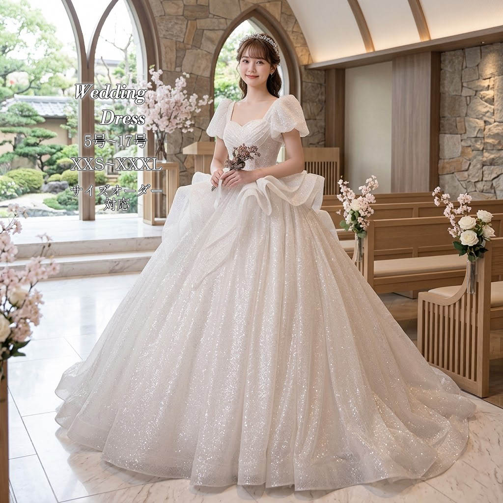 ウェディングドレス プリンセスライン チュール ウエディングドレス ロングドレス ビスチェ 半袖 ロングトレーン 編み上げ ホワイト 白 ゴージャス 華やか オーダーメイド 海外挙式 花嫁 レディース 上品 大人可愛い 結婚式 披露宴 前撮り 大聖堂 ホテルウエディング|MISS-R