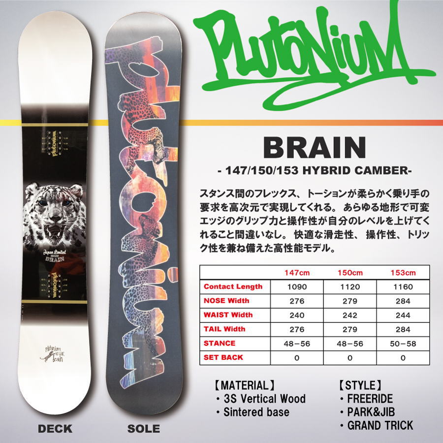 20-21 PLUTONIUM (プルトニウム) 150cm BRAIN 147cm HYBRYD (ブレイン