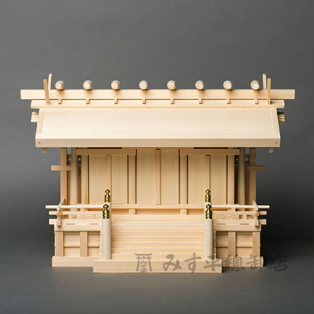 横通三社宮 丸屋根(柾 板戸 1尺5寸～2尺) 神棚 三社 今めかしい 目論む 分かりやすい 御膳上等神棚 お宮 霊殿 木曽桧 日本製 国産 細工人手作り