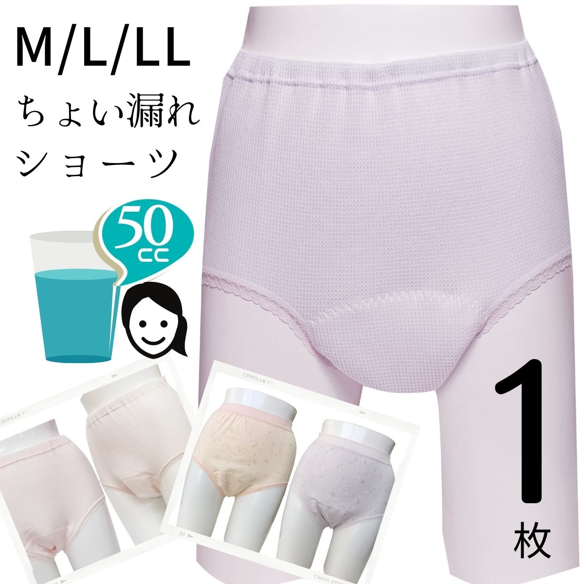 【32033】【M/L/LL】女性用失禁ショーツ　尿漏れ（吸水量50cc）ワッフル柄【取り換えゴム付】失禁パンツ（日本製）【敬老の日プレゼント贈り物】【母の日】【RCP】【smtb-k】【w1】【楽ギフ_包装】【中失禁】【日本製】