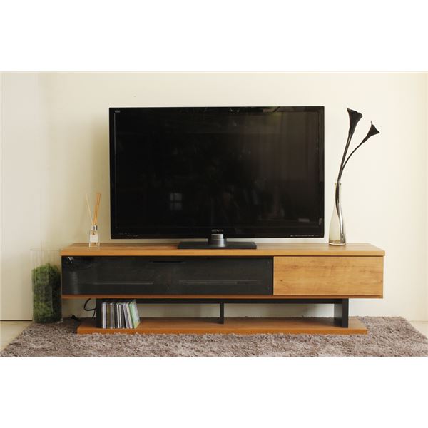 ヴィンテージ風 ローボード/テレビ台 ライトブラウン 幅160cm 日本製 引き出し収納付き 配線コード収納可 〔リビング〕代引NG 収納家具 テレビ台・ローボード