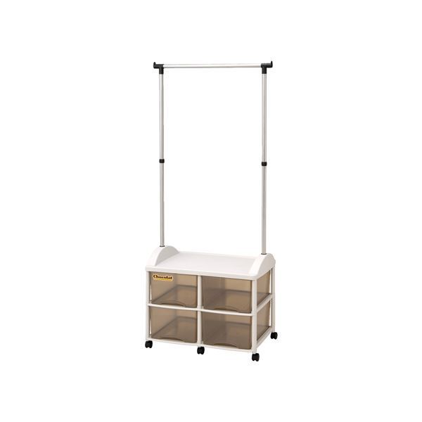 ハンガーラック/衣類収納 4W型 66×44.5×159.5cm 日本製 引き出し キャスター付き ハンガーボックス 〔寝室 ベッドルーム〕代引NG