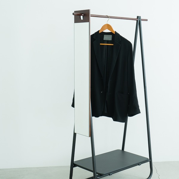 OSB丸形ウォールミラー(80) (ブラウン/茶) 直径80cm 鏡/スリム OSB丸形