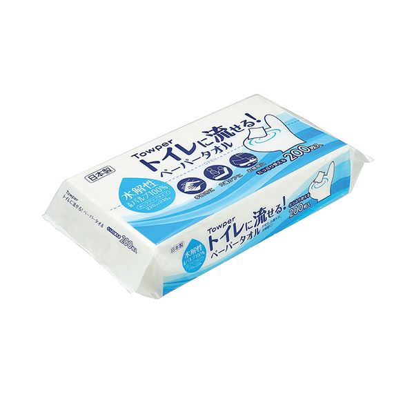 （まとめ）トライフ 室内用便器に流せる！ペーパータオル 200枚/容器に並べる 1書き割り（35容器に並べる） 【×3書き割り】