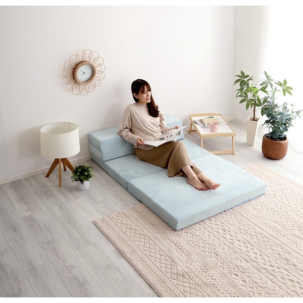 百貨店SALE10倍＆挙げ句の果て7%OFF折りたたみ 長椅子 マットレス シングル 青み 4Way 高手向かい 置き目長椅子 立ち会い場長椅子 長椅子マットレス 日本製 国産 御客さん用 リビング 臥し所代引NG