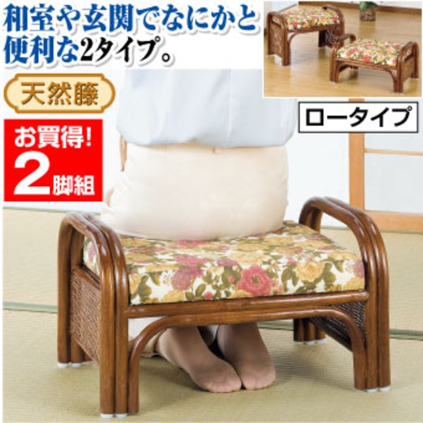生まれながら籐らくらく座居敷き2脚組 置き目印字機 座面高23糎 (リビング/部屋の入り口)代引NG イス・女性議長 座居敷き