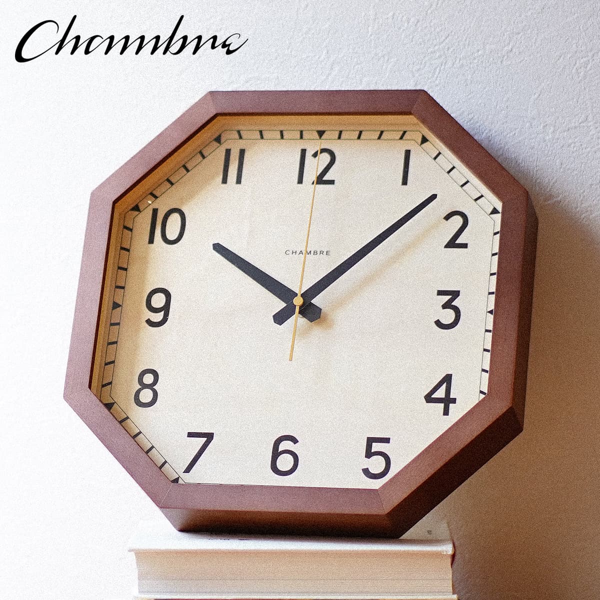 掛け時計 OCTAGON CLOCK【BROWN】 壁掛け時計 / 八角形 / ナチュラル / シンプル / 静音 / アンティーク / レトロ / モダン / おしゃれ / アナログ / クラシック / 無垢材 / 木製 / ギフト / 日本製 / シャンブル 【沖縄・離島 お届け不可】