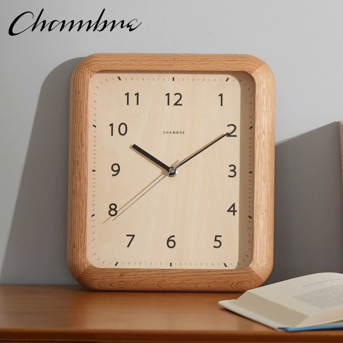 BOOK CLOCK【OAK】 壁掛け時計 / 置き時計 / ナチュラル / シンプル / モダン / 四角 / 静音 / おしゃれ / かわいい / アナログ / 無垢材 / 木製 / ギフト / 日本製 / シャンブル【沖縄・離島 お届け不可】｜mitashop